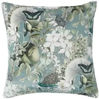 Homescapes KISSENHÜLLE Butterfly Garden – Samt grün-grau 46/46 cm