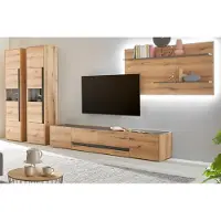 Furn.Design Wohnwand "Center" in Evoke Eiche und grau Wohnkombination Set 4-teilig mit XL-TV-Schrank 400 cm