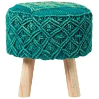 Homescapes MAKRAMEE-HOCKER Willow petrolgrün, 41/41/43 cm