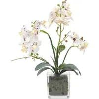 Homescapes KUNSTBLUME Orchidee weiß-pink im Glas-Topf, 42 cm