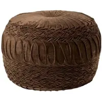 Homescapes SAMT-POUF Sofia braun, plissiert in Flechtoptik, 50/50/35 cm