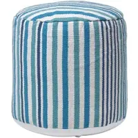 Homescapes SITZPOUF rund mit blauen Streifen, 40/40/45 cm