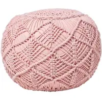 Homescapes POUF rosa im Makramee-Stil, 50/50/40 cm