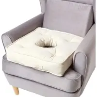 Homescapes SITZKISSEN mit Aussparung creme 50/50/10 cm – Entlastungskissen, Baumwolle