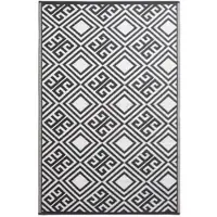 Homescapes Outdoor Teppich wetterfest schwarz-weiß 120x186 cm, Balkonteppich mit geometrischem Muster, Gartenteppich wendbar