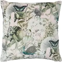 Homescapes KISSENHÜLLE Butterfly Garden – Samt grau-rosa 46/46 cm