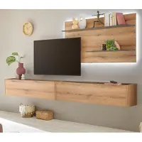 Furn.Design Wohnwand "Center" in Evoke Eiche und grau Wohnkombination Set 3-teilig 300 cm