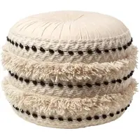 Homescapes POUF Sahara schwarz-creme im Boho-Stil, 40/40/50 cm
