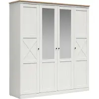 Petits-meubles Schrank Victoria mit 4 Türen, Weiß und Holzoptik, 220cm