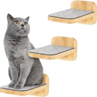 Happy pet Katzentreppen 3er-Set - Designer Kletterwand Katzen, Katzentreppe mit Filzbezug, Katzenleiter, Katzenwand zum Klettern, Größe M 22 x 15 cm