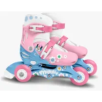 Disney MINNIE 2-in-1 verstellbare Inline-Skates für Mädchen, Pink, Größe 27-30 – umbaubar vom Tri-Skate zum Roller in line, Klettverschluss, 608Z, PVC 60x24 mm, Fußbremse