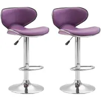 CLP 2er Set Barhocker Las Vegas V2 Kunstleder mit Fußstütze lila Gestell Farbe chrom