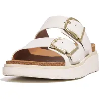 Original Brands FitFlop FitFlop Gen-FF Buckle Two-Bar Leather Slides WEISS 40