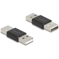DeLOCK Adapter Gender Changer USB 2.0 Typ-A Stecker zu Stecker Metall, USB Type-A, USB Type-A, Schwarz
