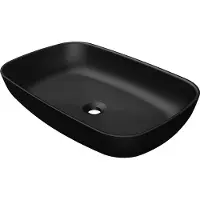 Steinberg Serie 440 Aufsatzwaschtisch, eckig, 600x400x130mm, SOLIDSurface, ohne Hahnloch, ohne Überlauf, 4406114S, Farbe: Mattschwarz