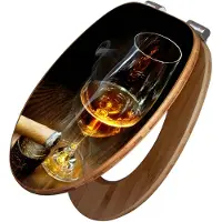 Banjado Design WC Sitz Bambus Absenkautomatik -Whiskey & Cigar - Toilettendeckel mit Absenkautomatik Holz/hochwertiger Bambus Klodeckel/WC-Sitz für alle gängigen Toiletten [TDB2 10163]