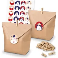 Itenga SET Adventskalender 24x Tüten + Klammern + Zahlensticker (Z43)