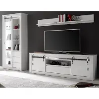 Furn.Design Wohnwand "Miami" in weiß Hochglanz Wohnkombination 3-teilig 309 x 201 cm, Soft-Close, inklusive Beleuchtung