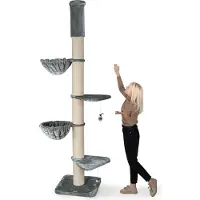 Happy pet Kratzbaum 'Leonardo' Grosse Katzen Stabil XXL Deckenhoch, 250 bis 275 cm - 18 cm Dicke Stämme, Katzenkratzbaum für Maine Coons & Ragdolls