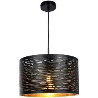 Globo Lighting Hängelampe, schwarz-gold, rund, Kunststoff 38 cm