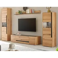 Furn.Design Wohnwand "Center" in Evoke Eiche und grau Wohnkombination Set 4-teilig 310 cm