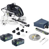 Festool KAPEX KSC 60 EB-Basic Akku Kapp Zugsäge 18 V / 36 V 216 mm Brushless + 2x Akku 8,0 Ah - ohne Ladegerät