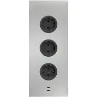 Caressi Energie-Ecksäule 3ST29/USB EDELSTAHL mit zwei USB-C Ports / Mehrfachsteckdose