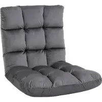 HOMCOM Bodenstuhl 3-in-1 Klappbar Bodensessel mit Rückenlehne 13 Positionen Verstellbare Klappliege Sitzkissen Metall Schaumstoff Dunkelgrau 55 x 71 x 53,5 cm