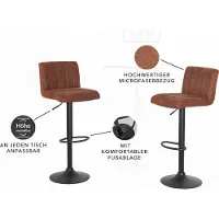 Riess Drehbarer Barhocker PORTLAND vintage braun Microfaser Barstuhl mit Lehne höhenverstellbar Tresenstuhl Tresenhocker Hocker