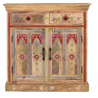 GINER Y COLOMER Sideboard aus Ahorn und Mangoholz, 90 cm x 90 cm x 38 cm
