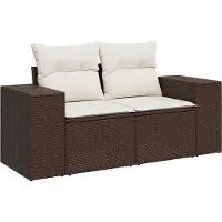 vidaXL Gartensofa mit Kissen 2-Sitzer Braun Poly Rattan