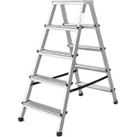 Vago-Tools Zweiseitige Haushaltsleiter 2x5 Stufen Leiter Trittleiter Klappleiter