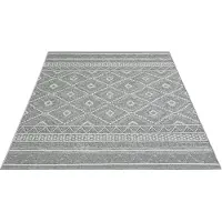Floornovo In- & Outdoor Teppich Grau gemustert - 220 x 160 cm - Flachgewebe für Garten Balkon Terrasse und Innenbereich - Robust & Pflegeleicht - vielseitig einsetzbar im Innen- und Außenbereich