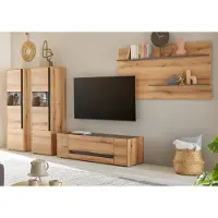 Furn.Design Wohnwand "Center" in Evoke Eiche und grau Wohnkombination Set 4-teilig 340 cm