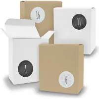 Itenga Adventskalender zum Füllen 24x Quader gemischt WEISS BRAUN + Sticker V09 Z13