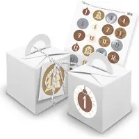 Itenga SET Adventskalender Würfelboxen weiß + Garn + Anhänger (V26) + Motiv Z15