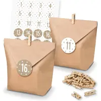 Itenga SET Adventskalender 24x Tüten + Klammern + Zahlensticker (Z37)