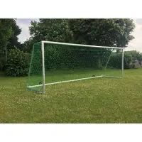 SportTor Transportables Fußballtor - Kippsicher - Vollverschweißt - 7,32 x 2,44 m, inkl. Tornetz 2.00m Eingefräste Netzaufhängung