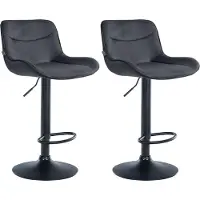 CLP 2er Set Barhocker Vonore Samt schwarz schwarz