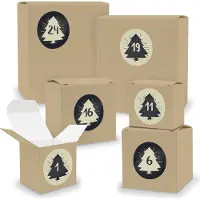 Itenga Adventskalender zum Füllen 24x Quader Würfel gemischt BRAUN + Sticker (V02 Z19)
