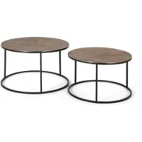 GINER Y COLOMER Set mit 2 Rasa-Couchtischen aus Metall, 47 cm x 81 cm x 81 cm / 42 cm x 70 cm x 70 cm