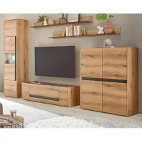 Furn.Design Wohnwand "Center" in Evoke Eiche und grau Wohnkombination Set 5-teilig 350 cm