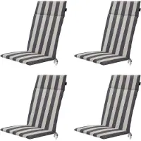 Madison – Amora Hochlehnen-Gartenstuhlkissen – Grau – 120 x 50 x 4 cm – 4er-Set
