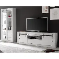 Furn.Design Wohnwand "Miami" in weiß Hochglanz Wohnkombination 2-teilig 309 x 201 cm, Soft-Close