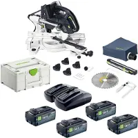 Festool KAPEX KSC 60 EB-Basic Akku Kapp Zugsäge 18 V / 36 V 216 mm Brushless + 4x Akku 8,0 Ah + Doppelladegerät + Systainer