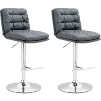 CLP 2er Set Barhocker Damar Kunstleder chrom grau