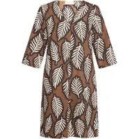 Cartoon Sommerkleid "Sommerkleid mit Muster", Damen, Gr. 40, EURO, bunt (weiß, braun), Obermaterial: 55% Leinen LI. 45% Viskose CV., Kleider Sommerkleid
