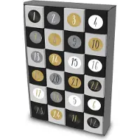 Itenga SET Adventskalender zum Füllen Würfel 5cm (außen grau) + Sticker Z52 + V17 schwarz weiß