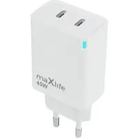 MaXlife MXTC-09-45CC GaN PD QC Ladegerät 2x USB-C 45W weiß