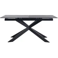 Miliboo - Tisch zum Ausziehen aus schwarzer Keramik und Metall L168-210 cm MELZA